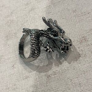 Silver- tone adjustable Thai style dragon ring. GUC!